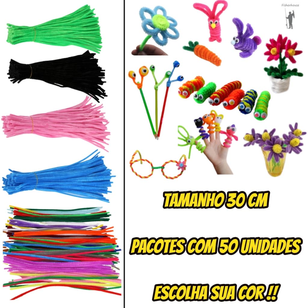 50 Haste de chenille 30 Cm limpador de cachimbo Escolha a cor