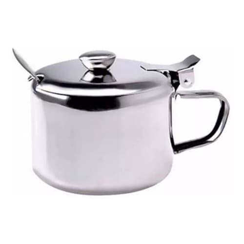 Açucareiro Com  Colher Inox  Kit 2 Peças
