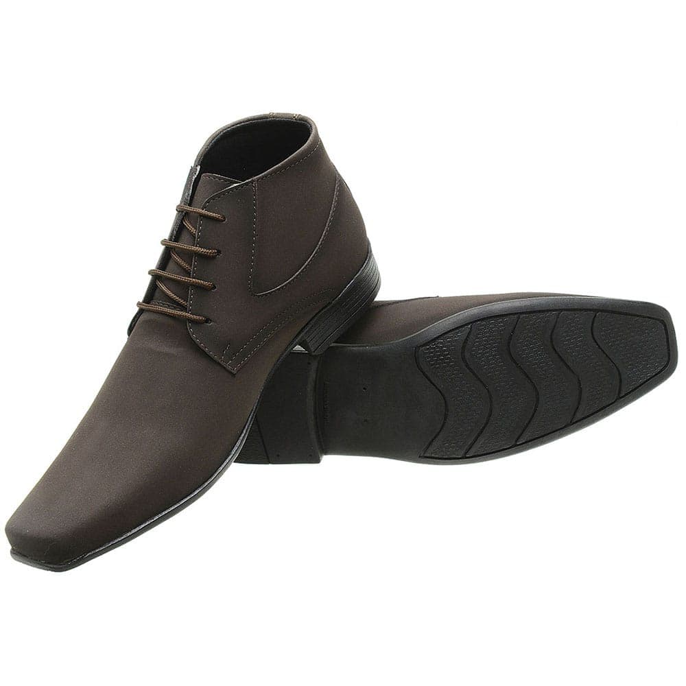 Bota Sapato Social Masculino Cano alto Cadarço Esporte Fino Nobuck Marrom
