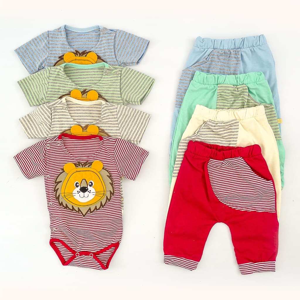 Conjunto Para Bebê Masculino Com Body e Mijão Leãozinho