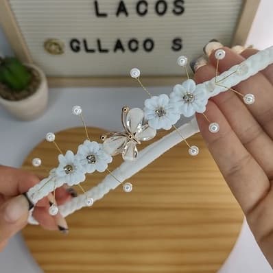 Faixinha de Borboleta Trançada/ Tiara Infantil para Batizado/ Headband Infantil de Luxo / Tiara Infantil de Luxo