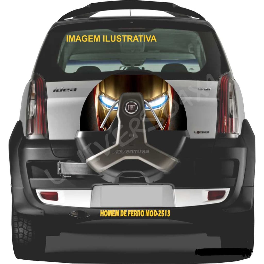 Capa Estepe Personalizada Fiat Idea Doblo com furo central Homem de Ferro Iron Man Vingadores M-0112
