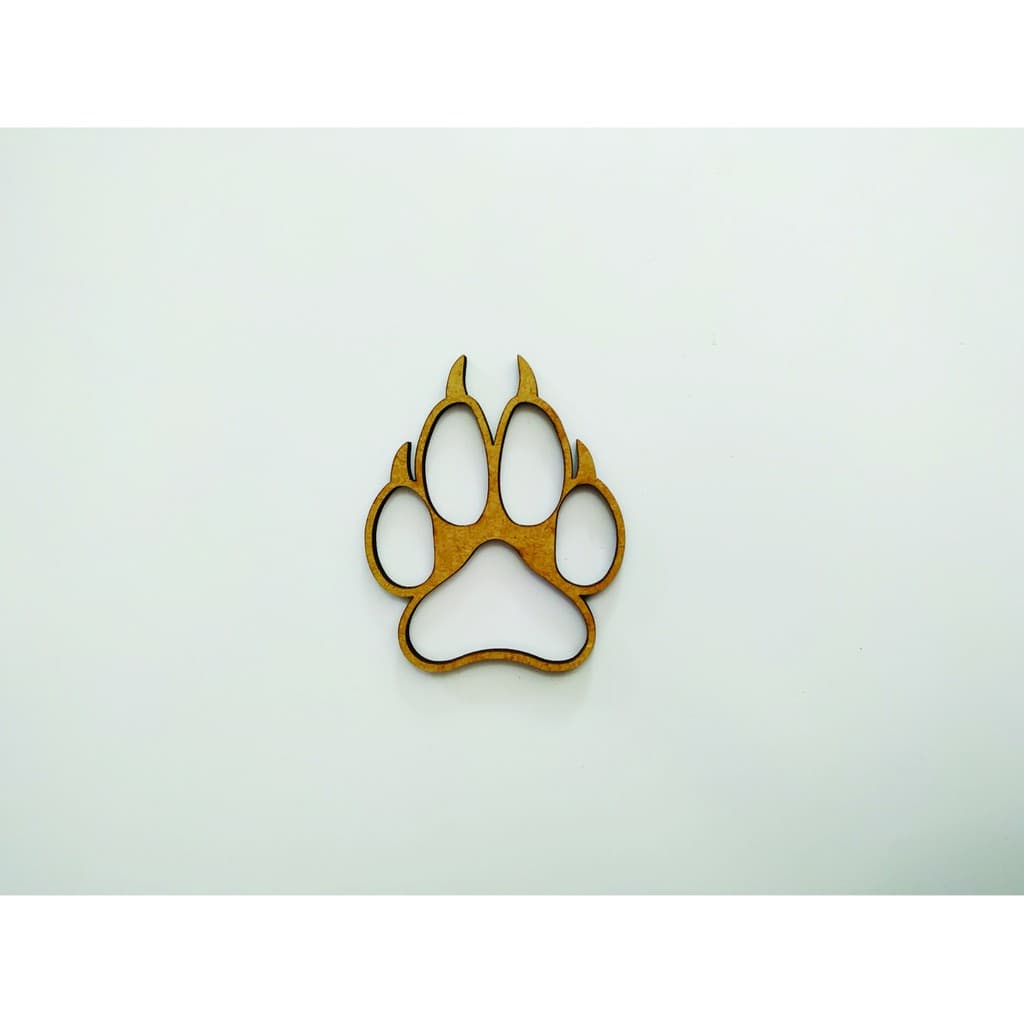 Pata de lobo cortado a laser MDF Cru 7x5,8cm 3mm Modelo 205