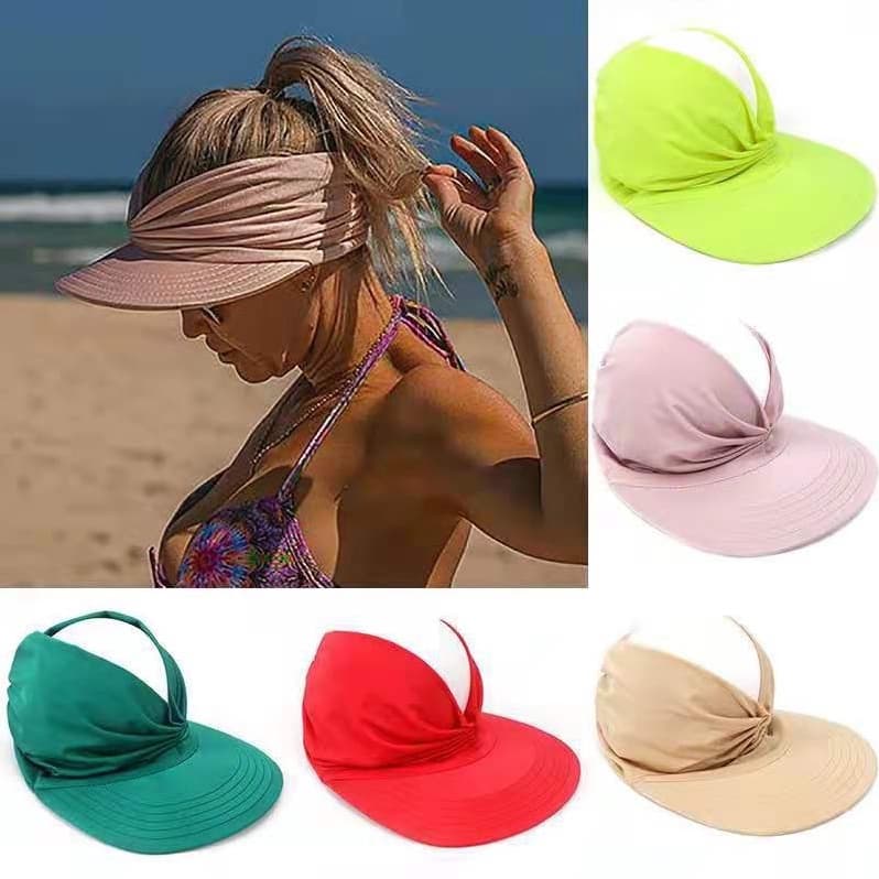Viseira Turbante Feminina Chapéu Proteção Solar Moda Praia Aba larga