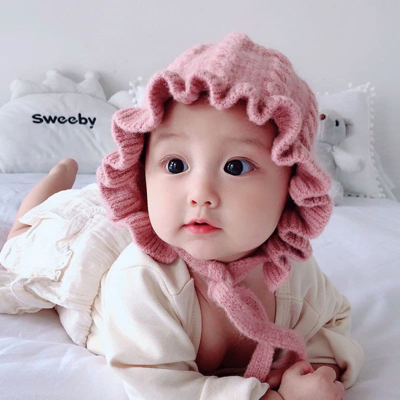 Gorro De Bebê Com Babados , Modelo fashion , Chapéu Fofos , Infantil De 0 A 3 Anos .