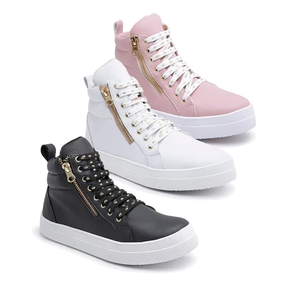 Tenis Feminino Botinha Cano Alto Varias Cores Academia Feminino Bota Fitness Volta às Aulas