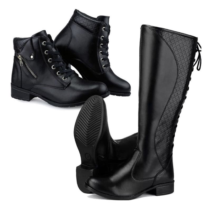 Kit 2 Pares De Bota Feminina Cano Longo Cano Curto Confortável Preço Baixo