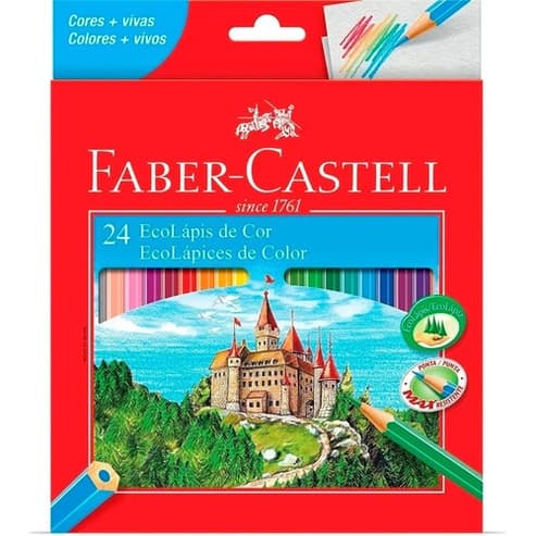 Lápis De Cor Faber Castell 24 Cores Ecolapis Max Resistente
