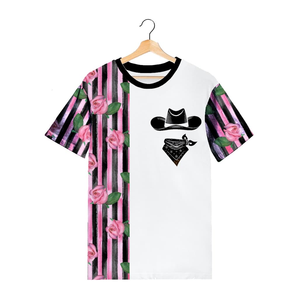 Camiseta Estampada Rosas Chapéu e Bandana A55