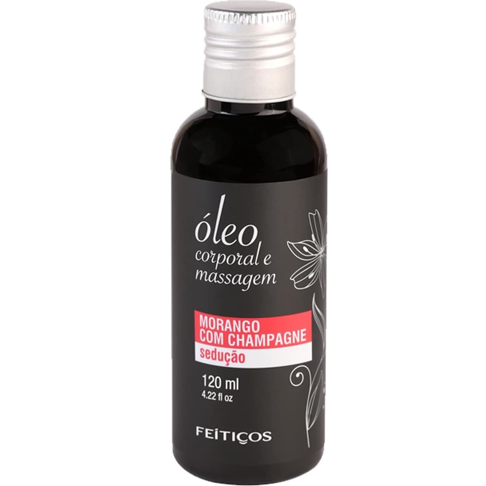 Óleo Corporal E Massagem Morango Com Champagne Sedução 120ml