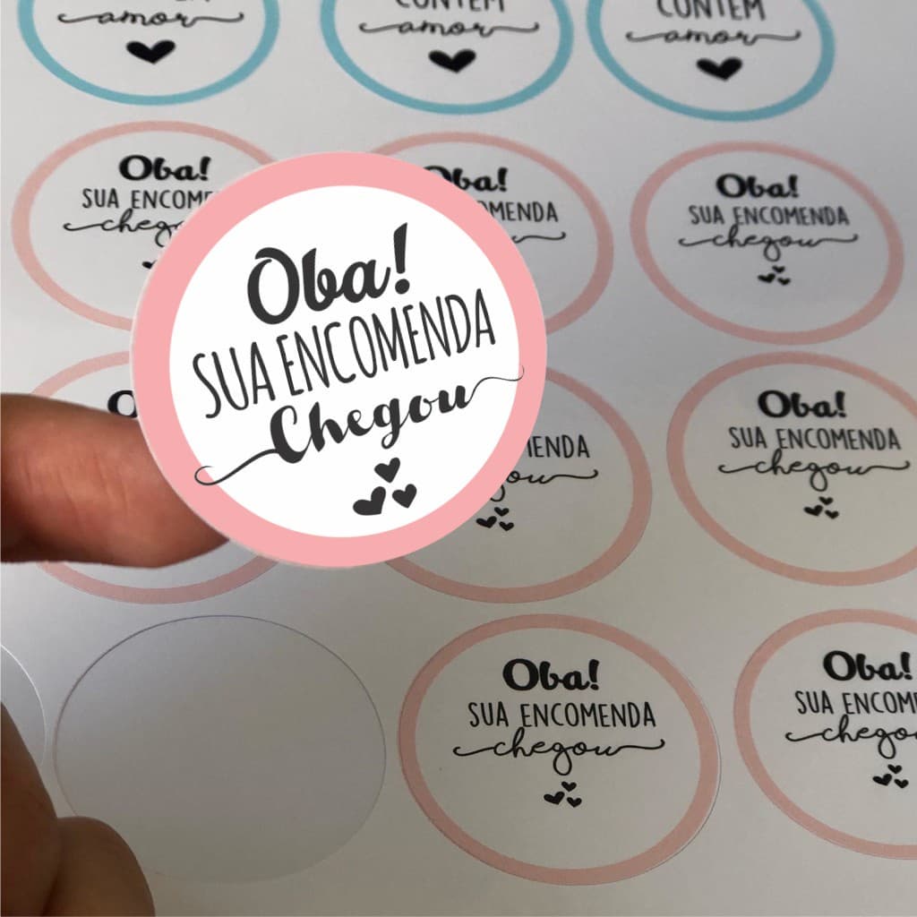 100 Etiquetas Adesivas 3 cm Oba, seu produto chegou pacotes presente vinil