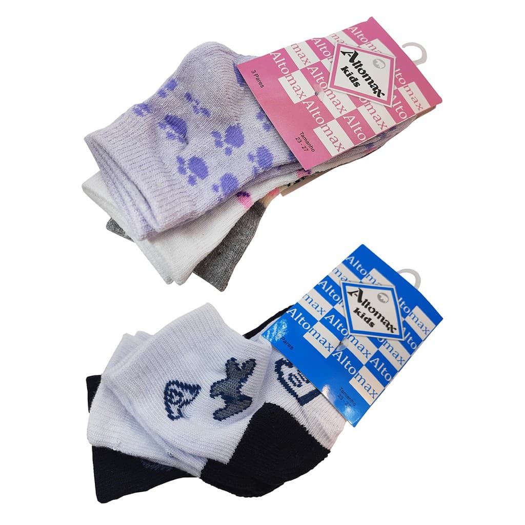 Kit Com 12 Pares De Meia Infantil Altomax Cano Curto
