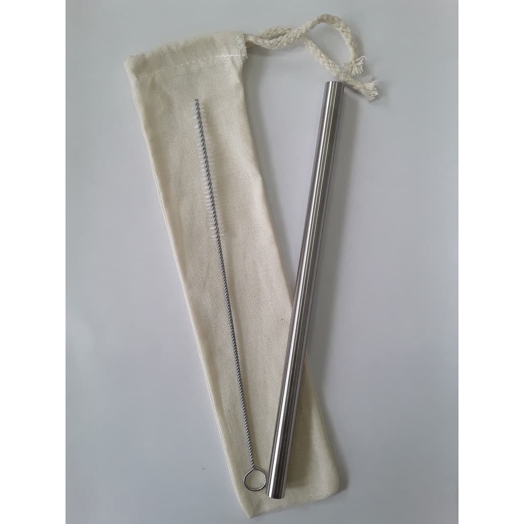 KIT 3 pçs com 1 canudo inox Milk Shake ecológico + 1 Bag + 1 Escova de limpeza
