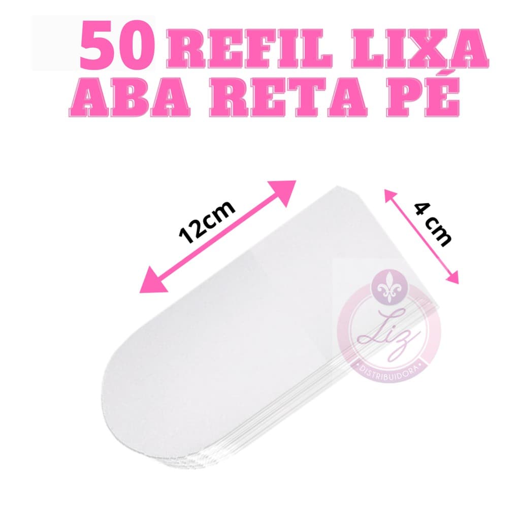 50 Refil lixa pé branca auto adesiva aba reta Liz produto de Beleza