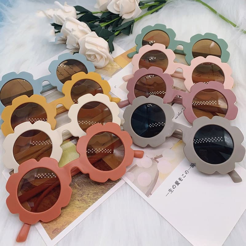 Óculos De Sol Em Forma De Flor Para Bebês Moda Personalidade Proteção UV Fosco