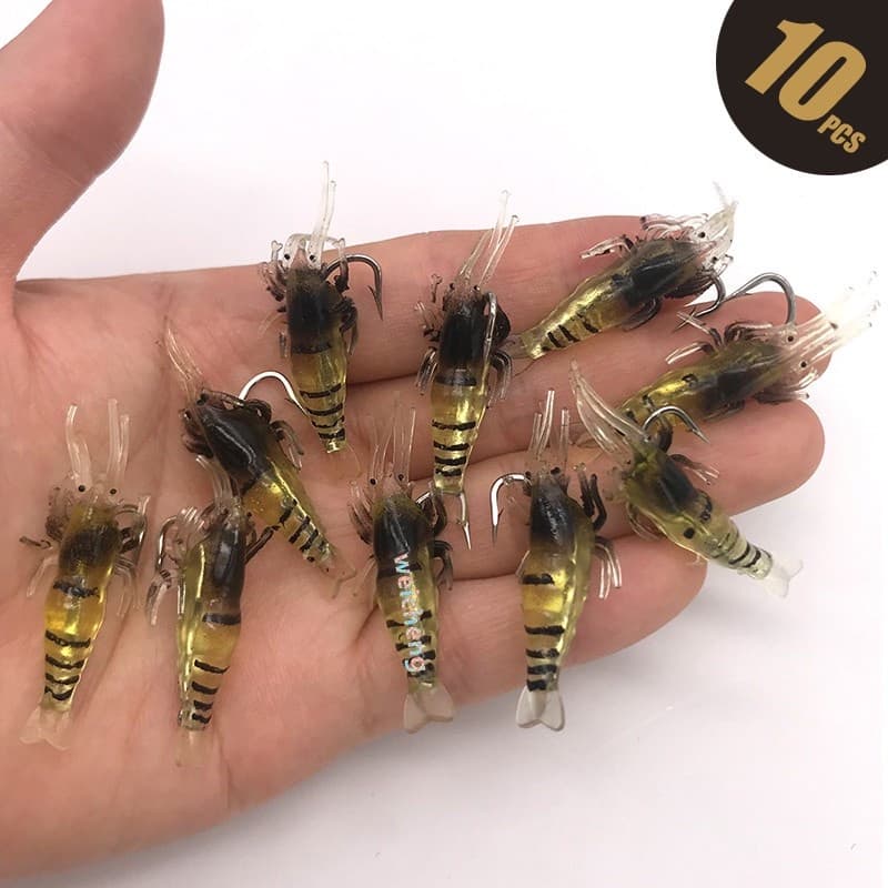 10 Peças Iscas De Pesca Solf Camarão Camarão Artificial