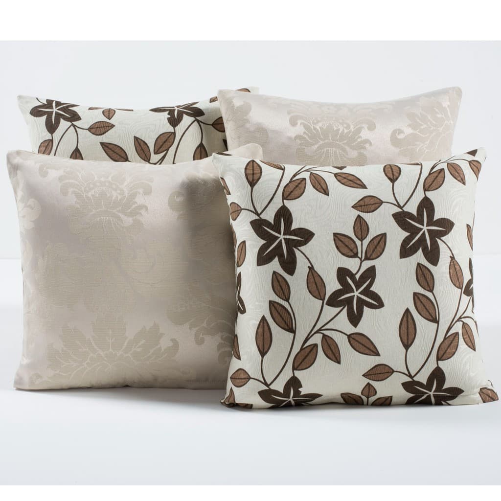 Kit Com 4 Capas de Almofadas Floral Palha e Marrom