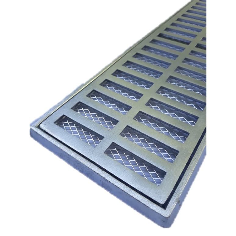 Grelha Pluvial 15x30 com Suporte e Tela Anti Insetos - Aluminio Fundido Escovado - Ficone Reis