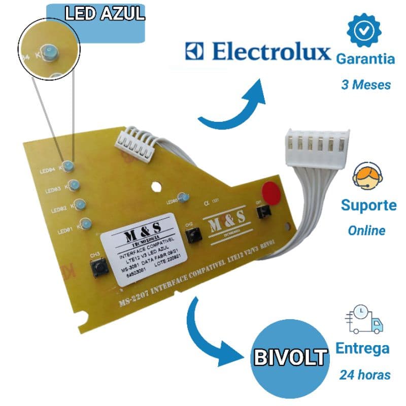 Placa Interface Compatíve Electrolux Lte12 Led Azul 64503081