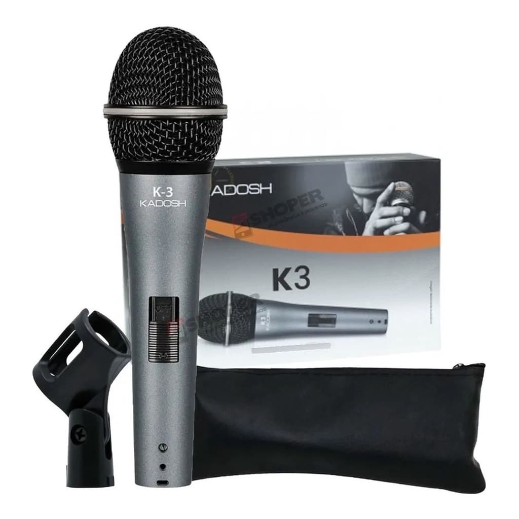 Microfone de Mão Kadosh K3 - Microfone Kadosh K-3 Dinâmico Profissional Conexão Com Fio