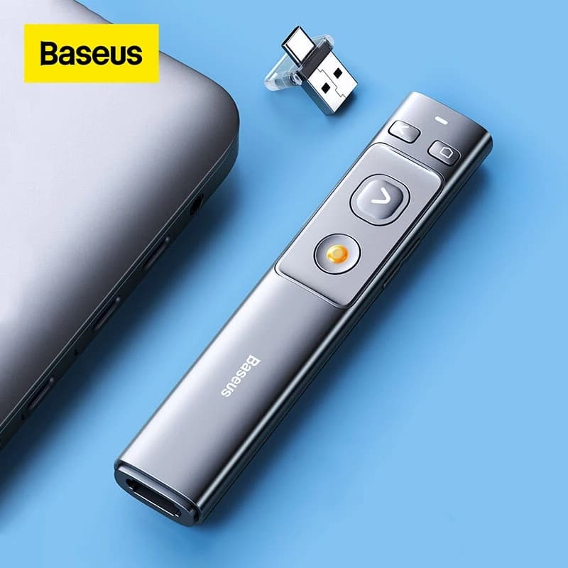 Apontador Laser Sem Fio Baseus Presenter 2.4GHz Controlador Remoto Para Mac Win Projector Powerpoint Apresentador Caneta PPT