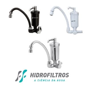 Torneira de Cozinha com Bica Móvel  com Filtro Hidrofiltros Parede - Cores Preto e Branco
