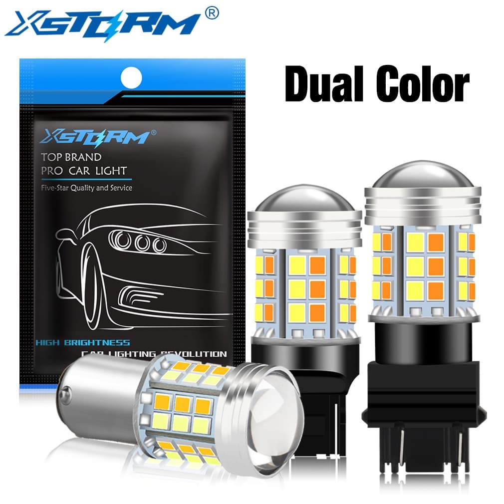 XSTORM 1PC Dupla Cor T20 Led 7443 W21/5W Lâmpada 1157 BAY15D P21 T25 3157 P27/7W Carro DRL Interruptor De Sinal De Volta Para Automóveis