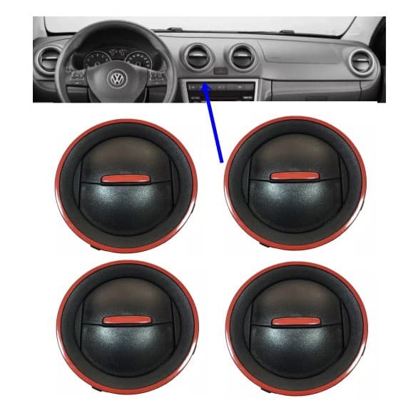 Kit 4 Difusor De Ar Gol G4 G5 G6 Voyage Saveiro Aro Vermelho