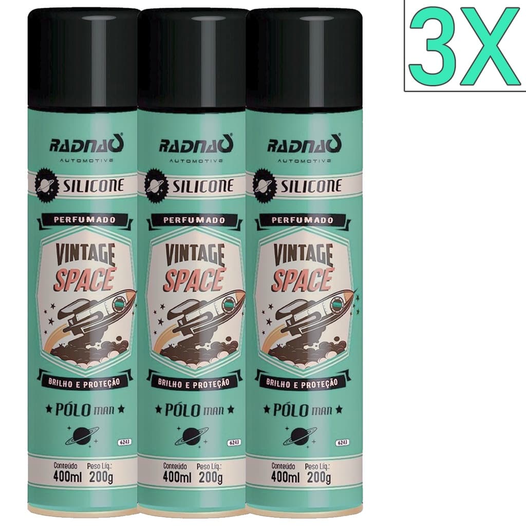 Kit 3 Unidades Silicone Spray Perfumado Space Pólo Man 400mL Radnaq