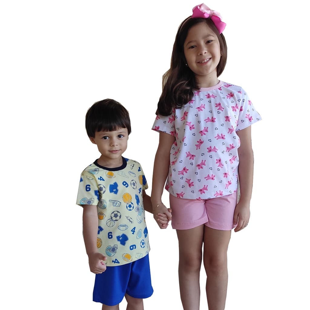 2 Conjuntos Pijama Manga Curta Infantil Menino Menina G a 14