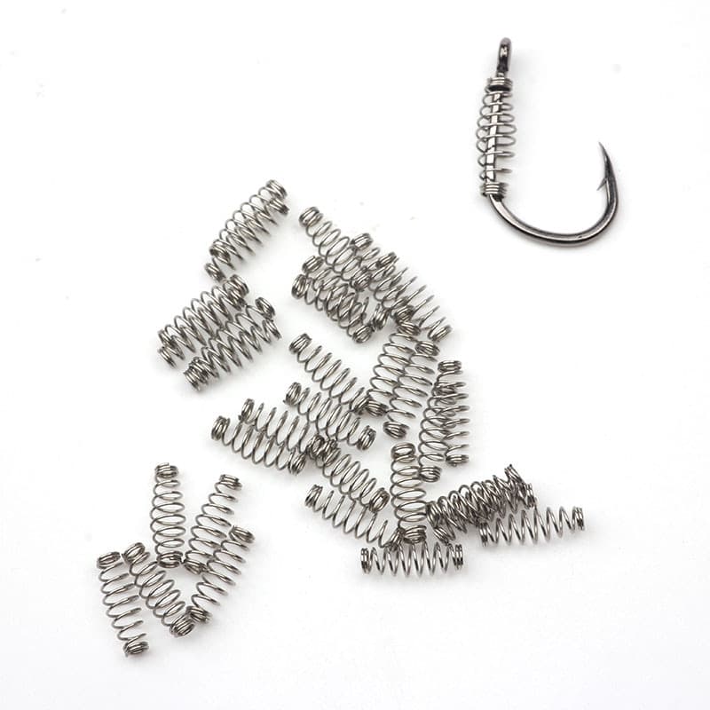100pcs Mola Alimentadora De Isca De Anzol Para Mosca De Carpa Acessórios De Pesca Jig Fishhook Spring Tackle Tool