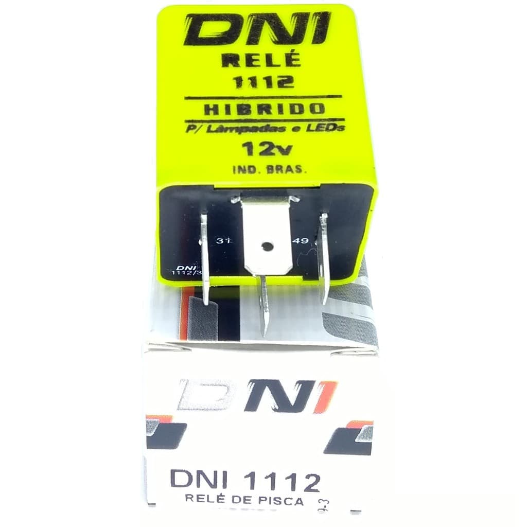 DNI1112 – Relé de Pisca Híbrido 4 Terminais – 12V Para lâmpadas LEDs na lanterna corrigindo o erro de piscar rápido