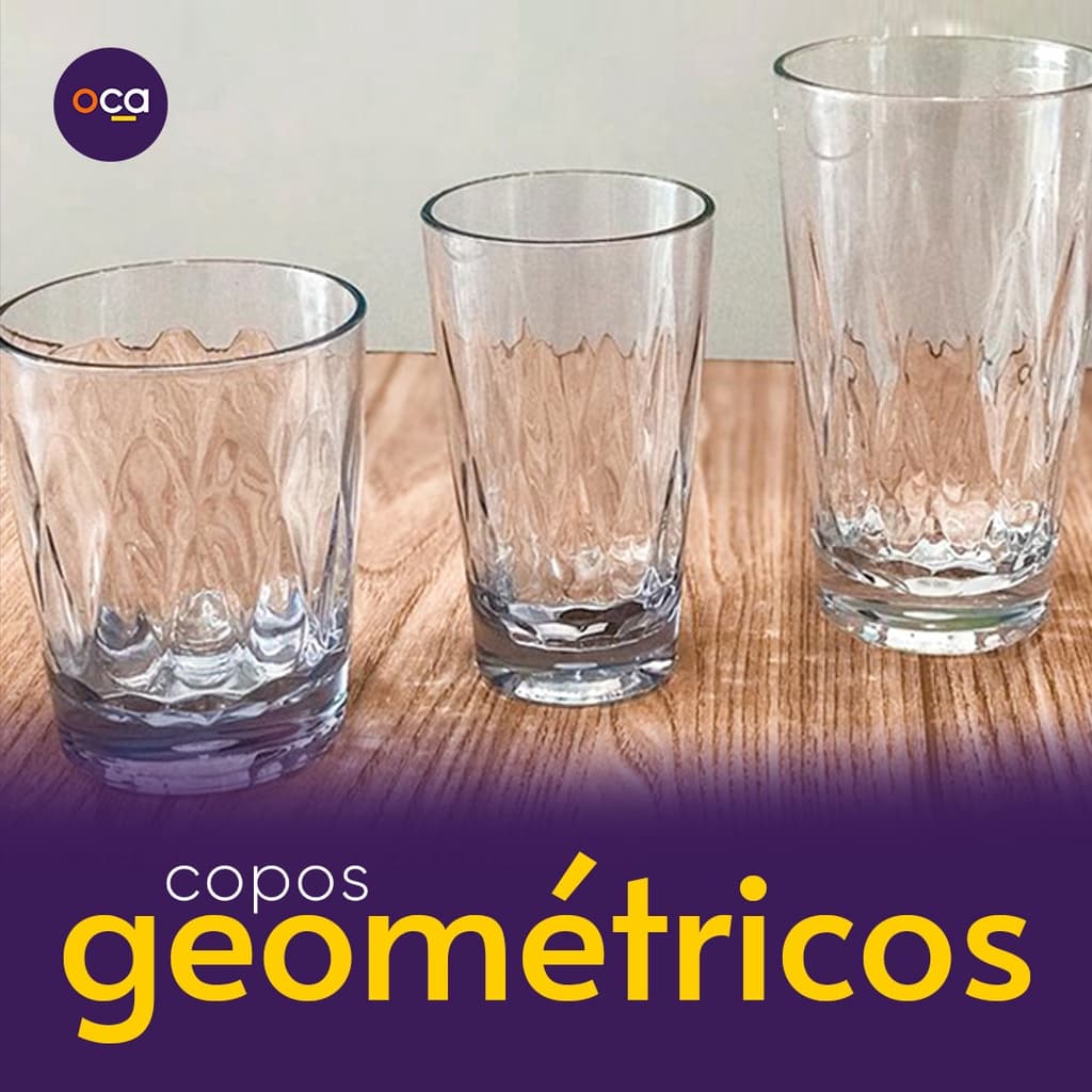 Jogo Conjunto Com 04 Copos De Água Suco Acrílico Geométrico 300 ml I 400 ml I 600 ml
