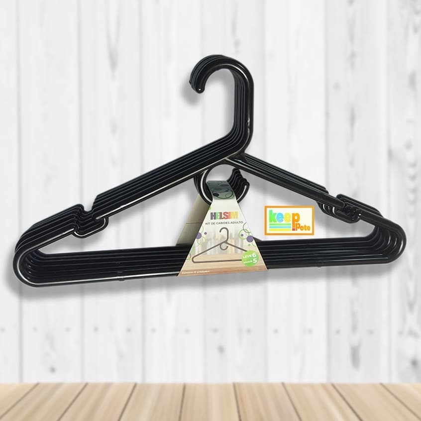 Cabide Adulto Preto Kit 24 Cabides Policarbonato Acrilico Reforçados Organizar Roupas