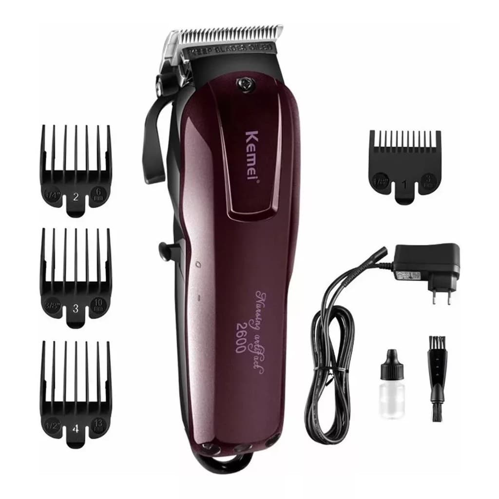 Máquina de Cortar Cabelo Kemei KM-2600 Profissional Sem Fio Bivolt Barba Recarregável