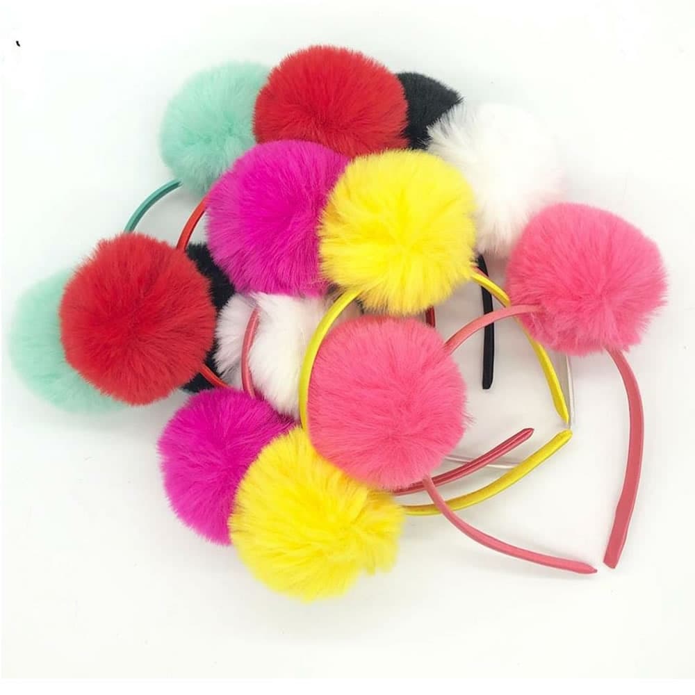 6 tiaras de pompom encapadas modelo infantil varias cores