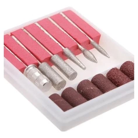 KIT 6 BROCAS E 6 LIXAS P/ LIXA ELÉTRICA UNHA GEL/FIBRA/PORCELANA GLOBAL REF 174