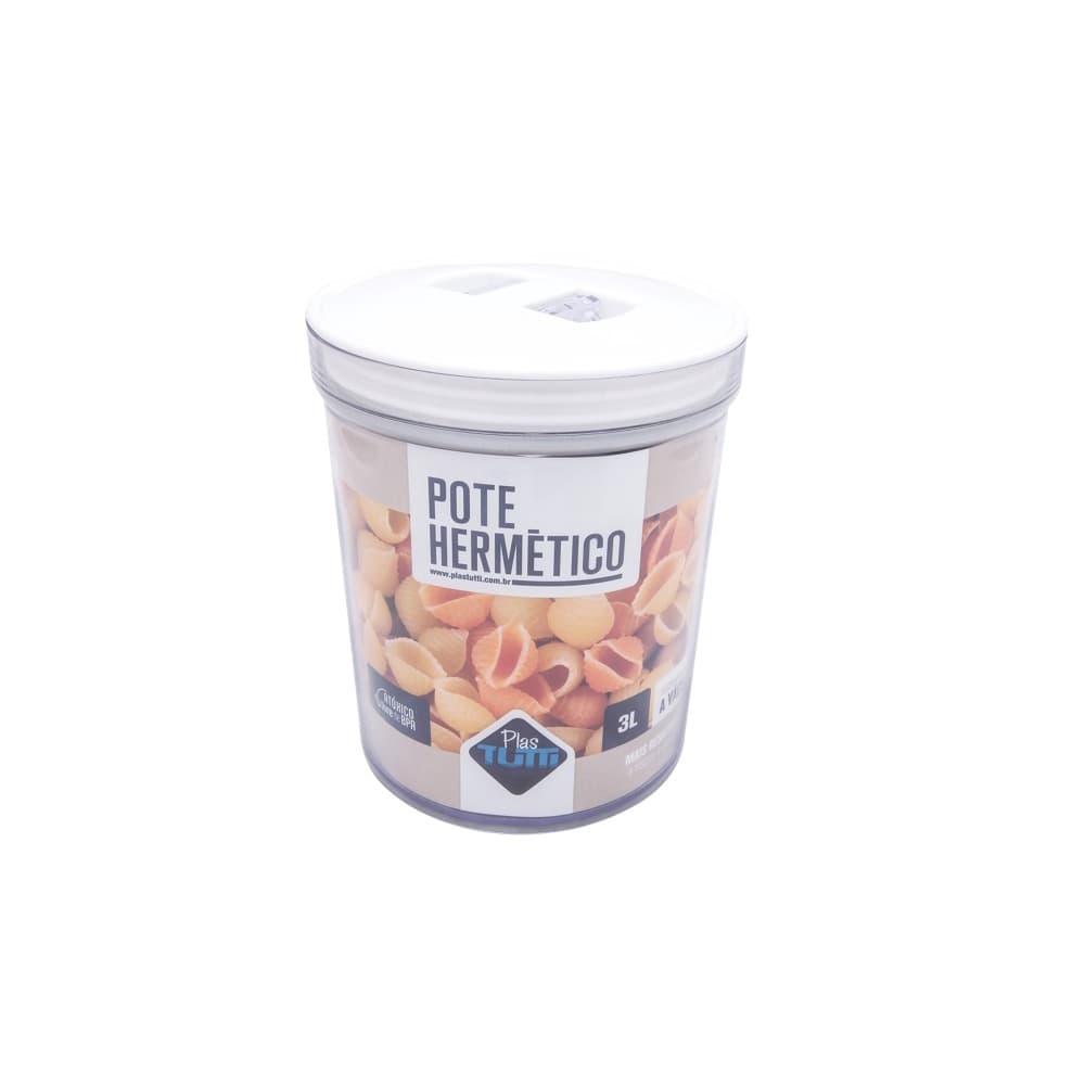 Pote Hermetico P/ Mantimentos Transparente Redondo 3 Litros