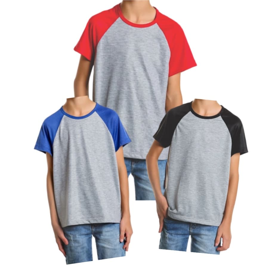 Camiseta Raglan Infantil 100% poliéster para sublimação