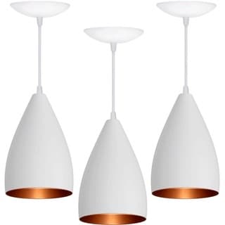 lustres Bala Kit 3 conjunto luminarias  Branco e cobre