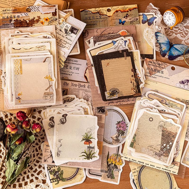 ENWEI 30 Pcs Planta Collage Series Vintage Sticky Notes Para Jornal Scrapbooking Bloco De Notas De Papel Leve
