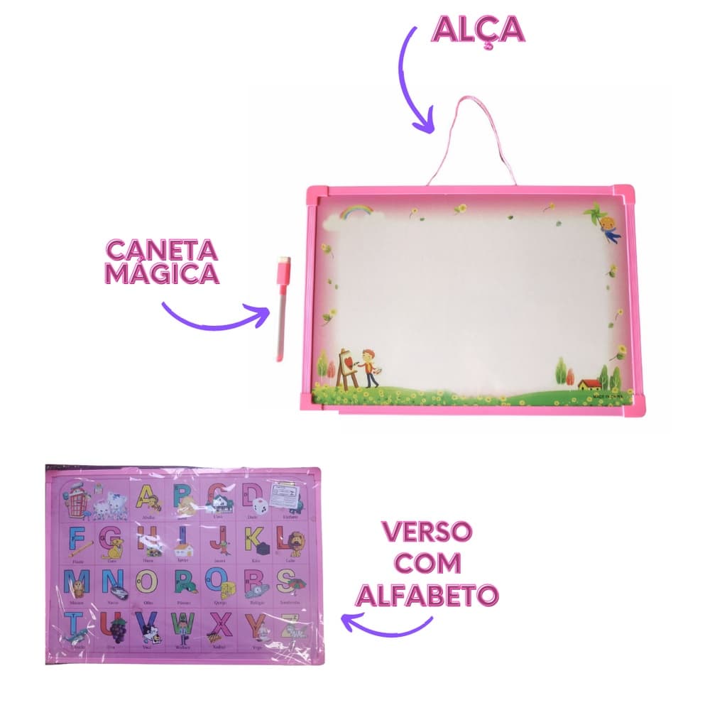 LOUSINHA 38cmX30cm INFANTIL COM CANETA E APAGADOR-QUADRO BRANCO MÁGICA ESCREVE -APAGA