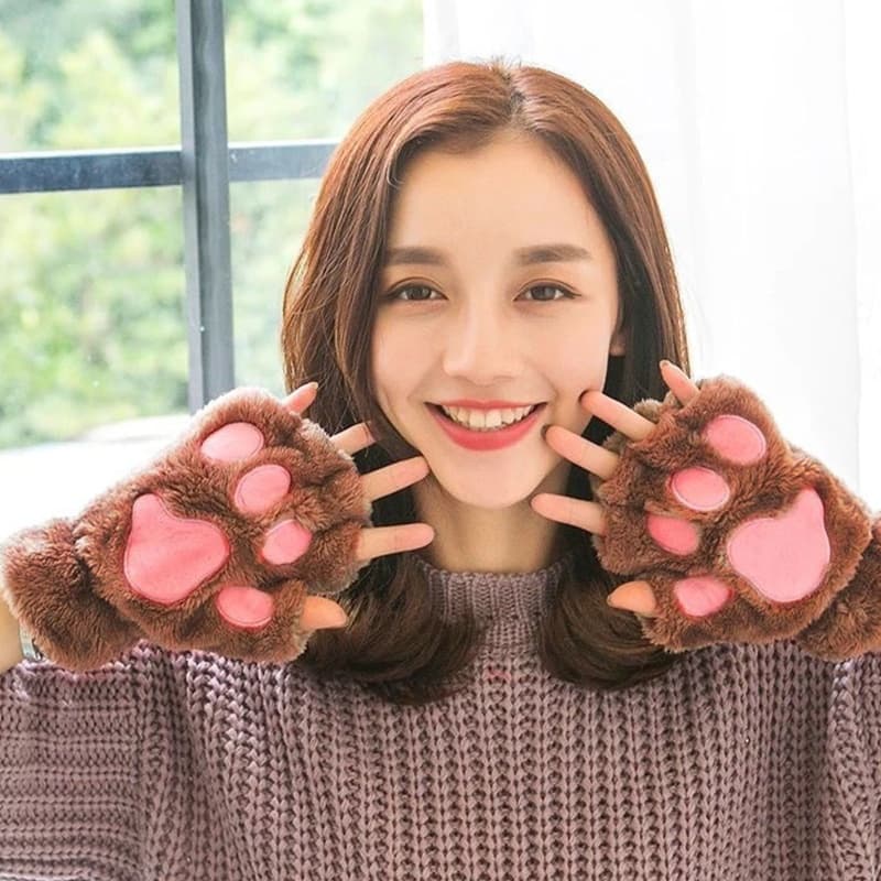 Blala Mulheres Para Garra De Gato Luvas Sem Dedos Bonito Gatinho Halloween Cosplay Mitt