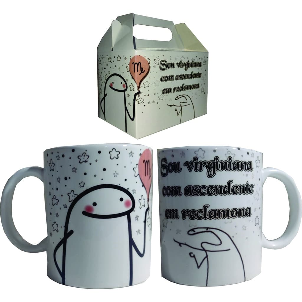 Caneca Flork Signos - Divertidas + Caixa com a mesma Arte