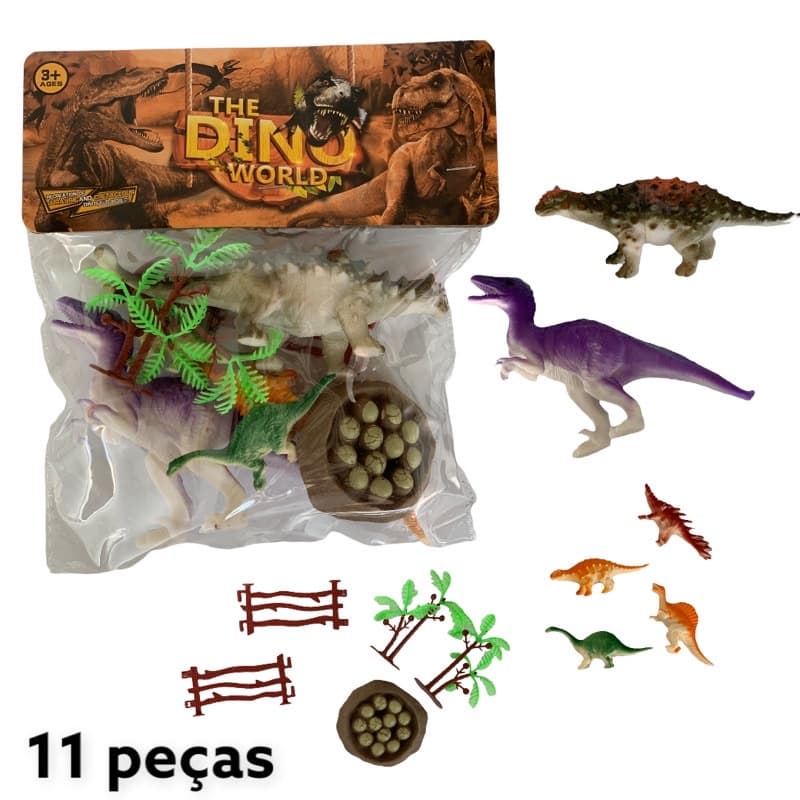 Kit miniaturas dinossauros de borracha brinquedo