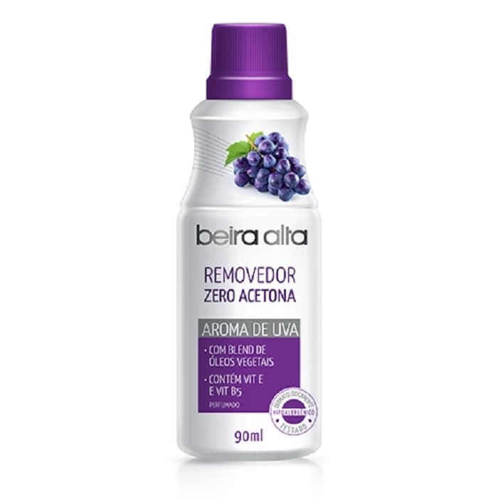 Removedor de Esmalte Zero Acetona Beira Alta 90ml Aroma de Uva