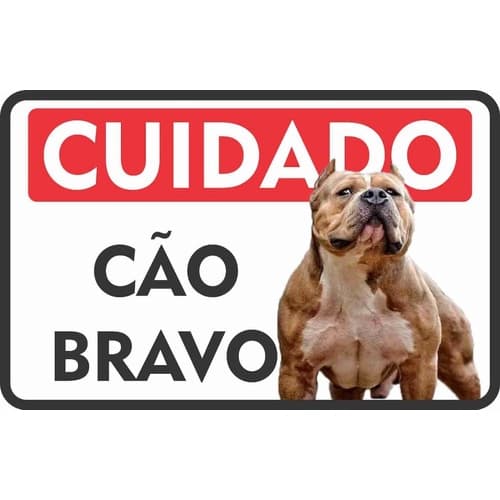 Placa Em Pvc Pitbull Cão Bravo Portão Cachorro 18x25 Cm Pl08