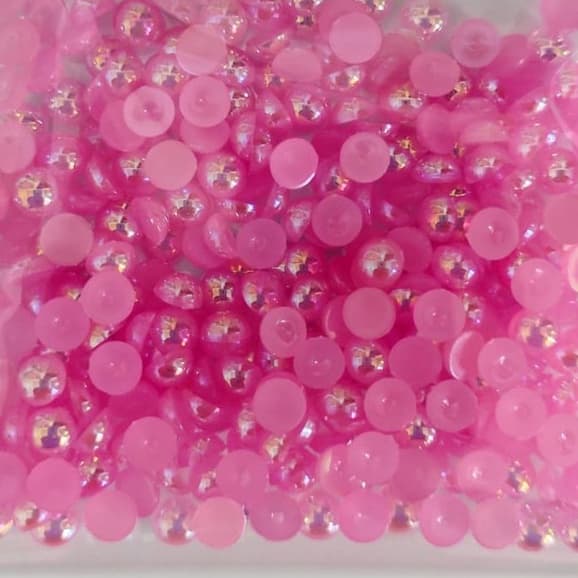 Meia Pérola Rosa  5mm - Cód.: AB A08 -  Pacotes Com  10gr  - Planeta Das Artes