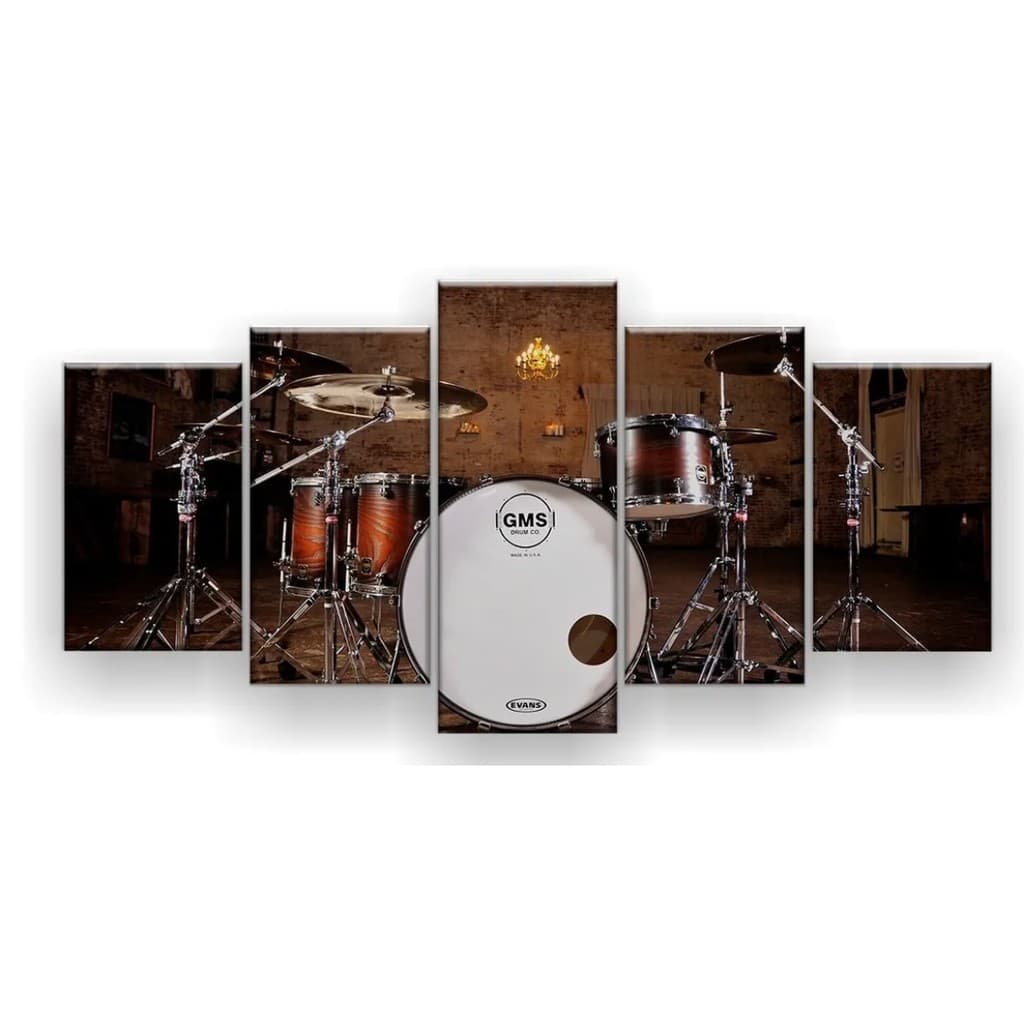 Quadro Decorativo Bateria 5pc 129x61 Sala Quarto