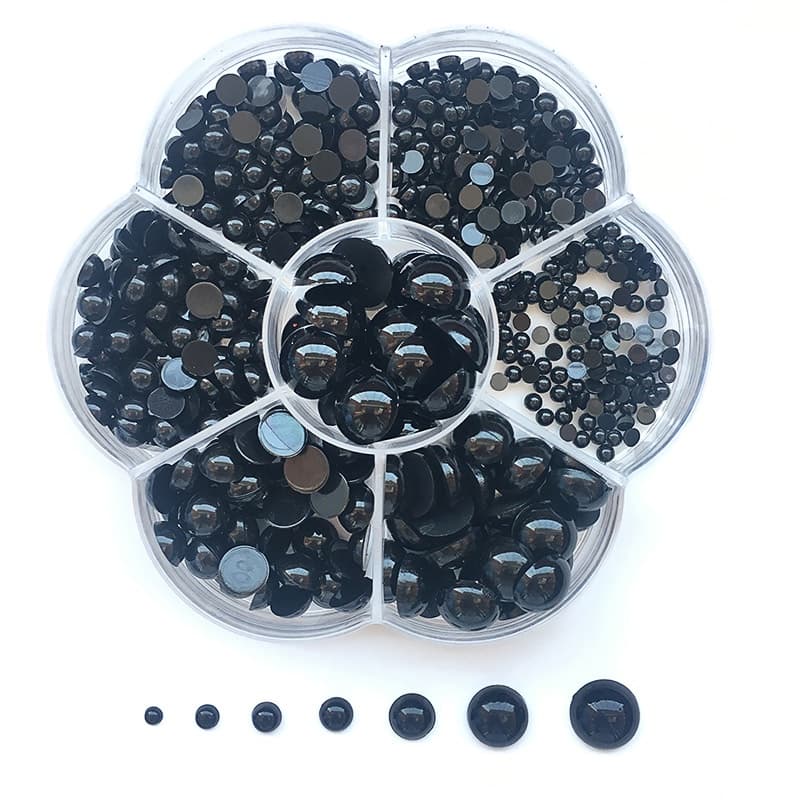 3-12mm 500 Pcs Rodada Plana Olhos Negros De Plástico Para Bonecas Fazer Brinquedos De Pelúcia Do Urso Amigurumi Boneca Acessórios